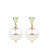 Australian Opal and South Sea Pearl Earrings in 18ct Yellow Gold