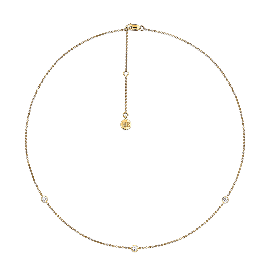 0.25 Carat Diamond Station Bezel Set Necklace in 18ct Yellow Gold