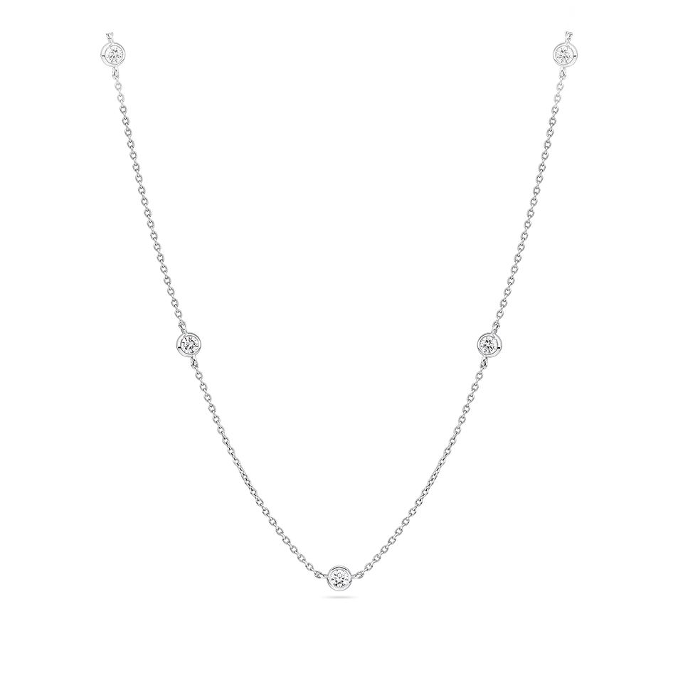 0.58 Carat Diamond Station Bezel Set Necklace in Platinum
