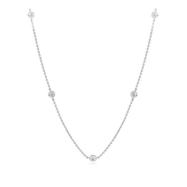 0.58 Carat Diamond Station Bezel Set Necklace in Platinum