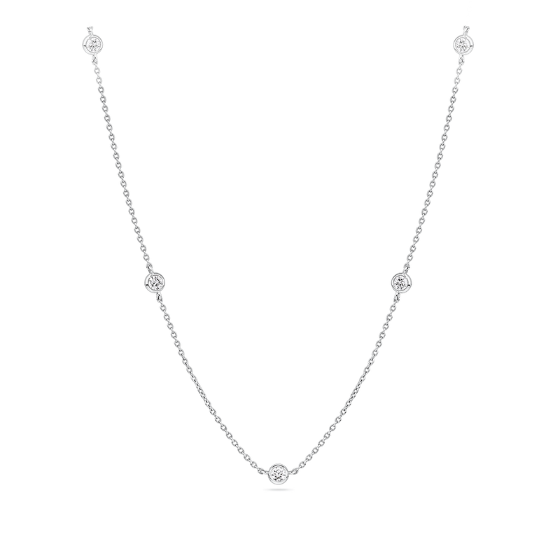 0.58 Carat Diamond Station Bezel Set Necklace in Platinum