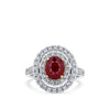 Vault® 2.00 Carat Oval Cut Burmese Ruby and 0.54 Carat Diamond Halo Ring in 18ct White and Rose Gold