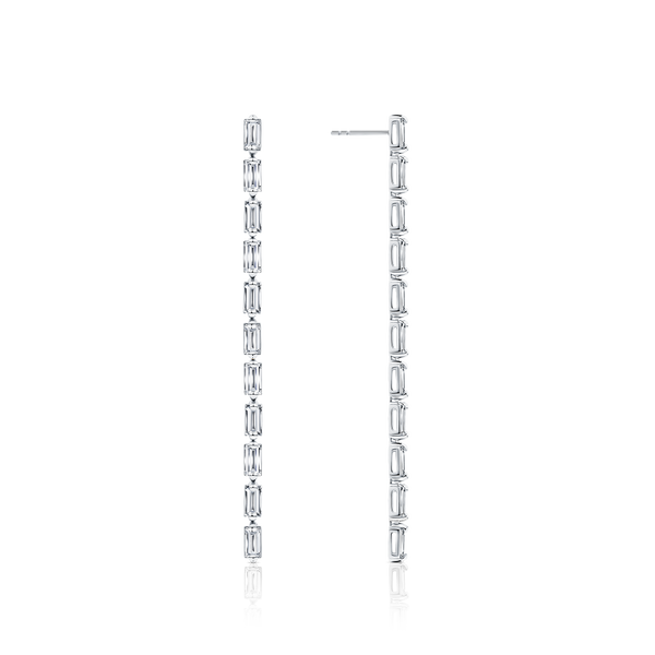 1.70 Carat Diamond Baguette Drop Earrings in 18ct White Gold