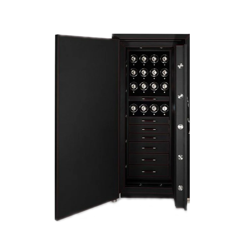 Wolf Churchill 16 Piece Black Leather Winder Safe