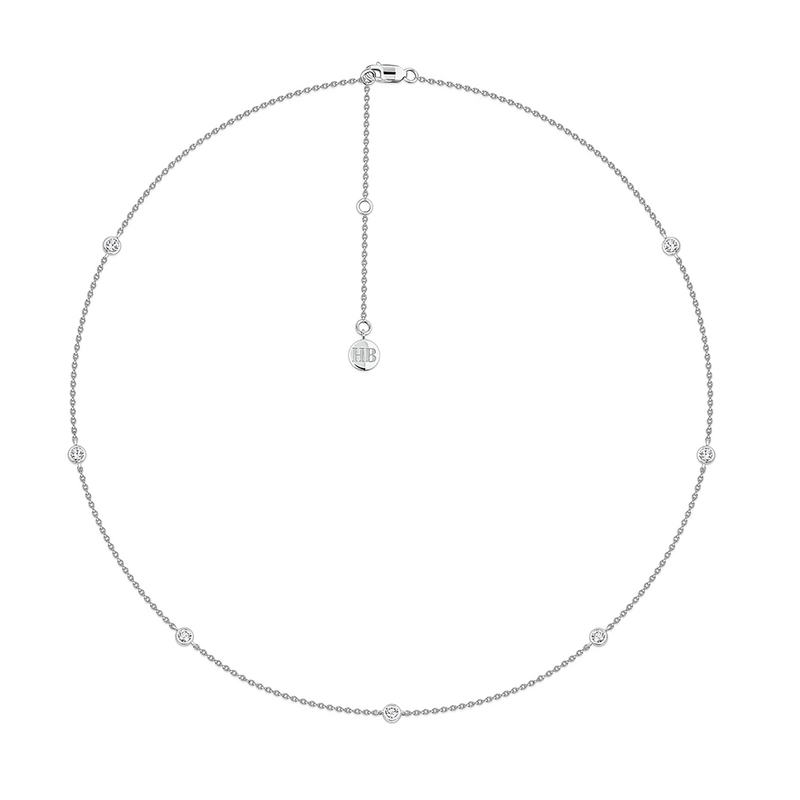 0.58 Carat Diamond Station Bezel Set Necklace in Platinum