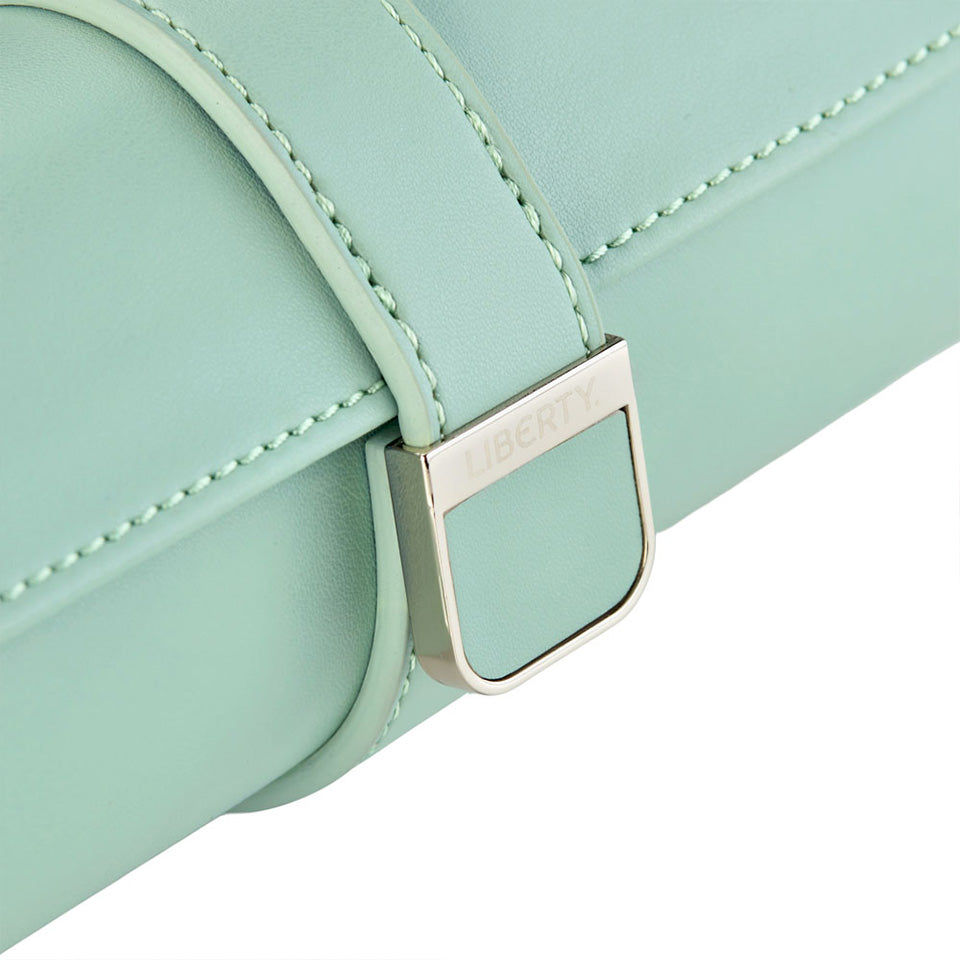 WOLF X LIBERTY Julia Interior Print Triple Watch Roll Sage Green