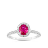 Oval Cut Ruby and Diamond Ring in 18ct White Gold