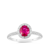 Oval Cut Ruby and Diamond Ring in 18ct White Gold