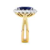 7.37 Carat Sapphire and 0.47 Carat Diamond Ring in 18ct Yellow Gold