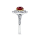Vault® 2.00 Carat Oval Cut Burmese Ruby and 0.54 Carat Diamond Halo Ring in 18ct White and Rose Gold