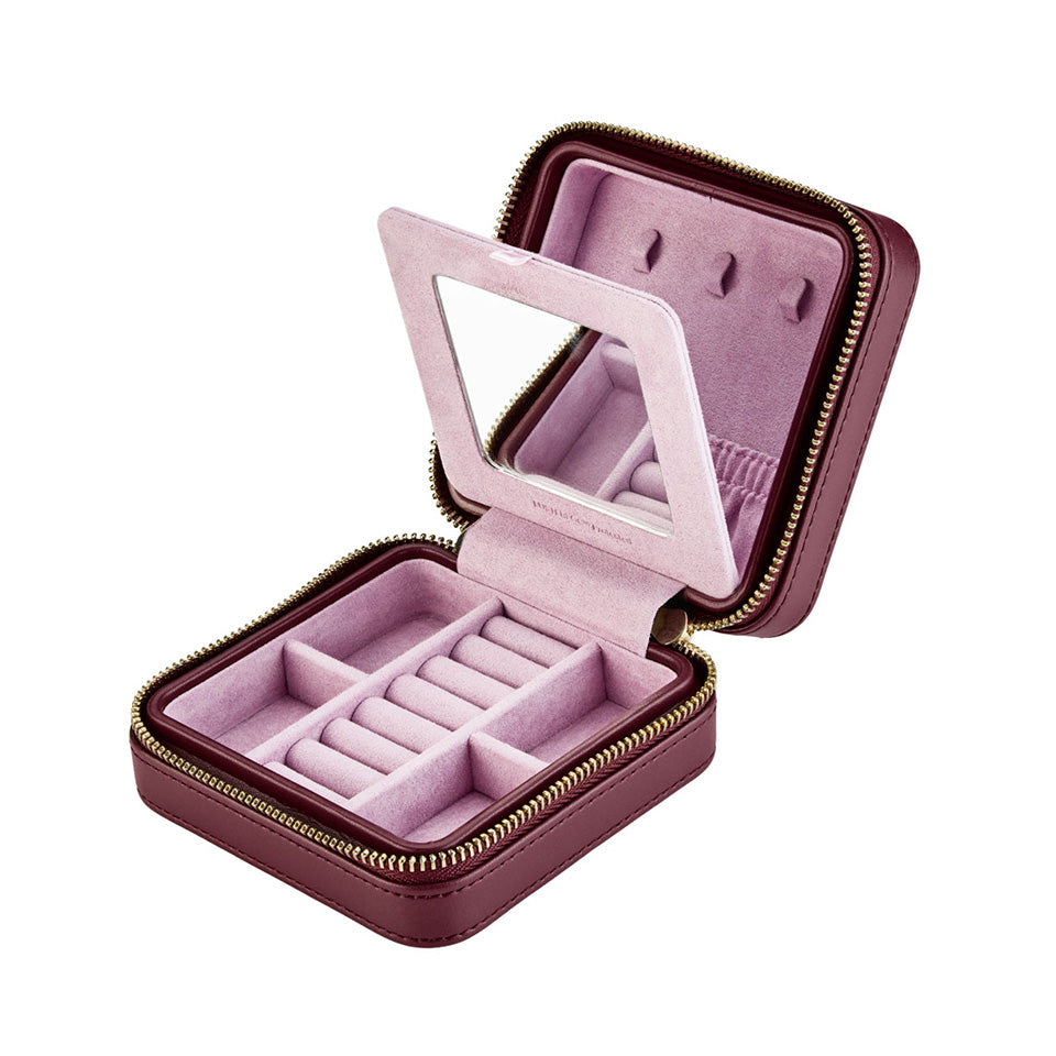 WOLF X LIBERTY Ianthe Small Travel Jewellery Zip Case Burgundy