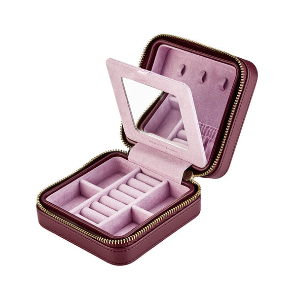 WOLF X LIBERTY Ianthe Small Travel Jewellery Zip Case Burgundy