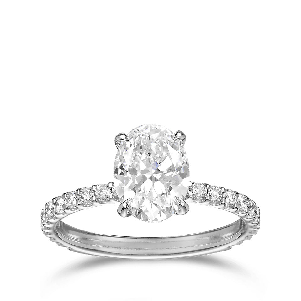 Quintessential 2.00 Carat Oval Solitaire Engagement Ring in 18ct White Gold