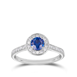 Ceylon Sapphire and Diamond Ring in 18ct White Gold