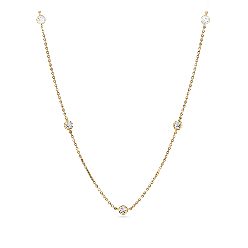 0.58 Carat Diamond Station Bezel Set Necklace in 18ct Yellow Gold