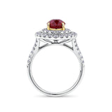 Vault® 2.00 Carat Oval Cut Burmese Ruby and 0.54 Carat Diamond Halo Ring in 18ct White and Rose Gold