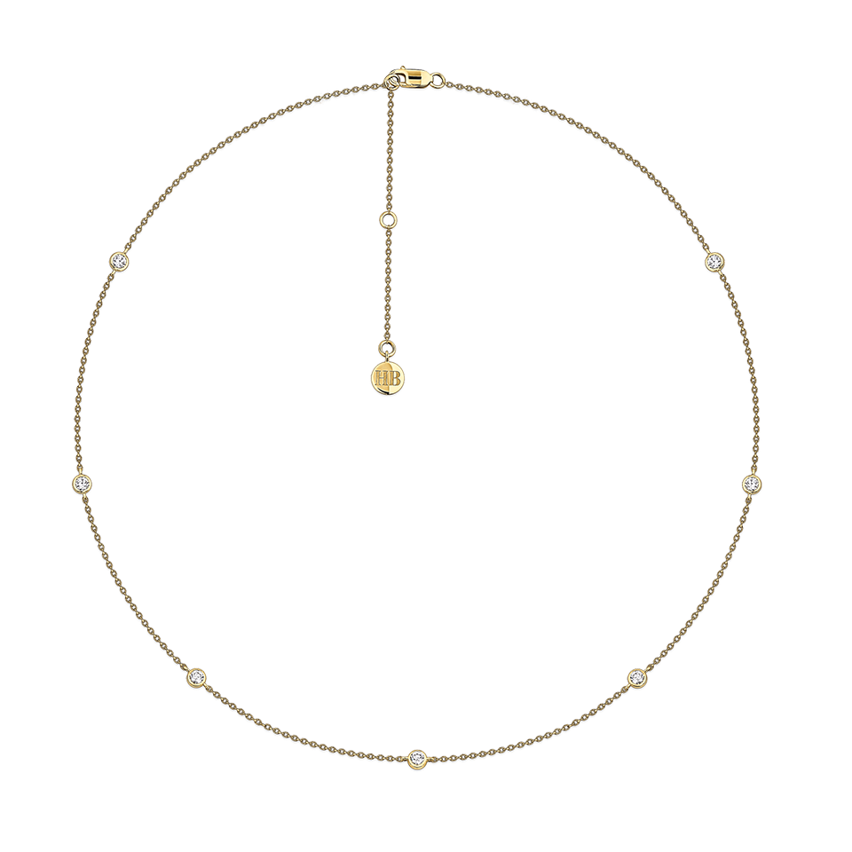 0.58 Carat Diamond Station Bezel Set Necklace in 18ct Yellow Gold