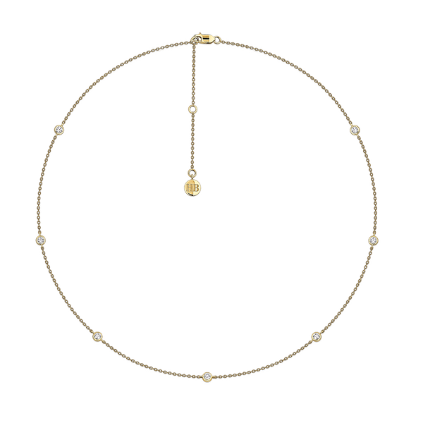0.58 Carat Diamond Station Bezel Set Necklace in 18ct Yellow Gold