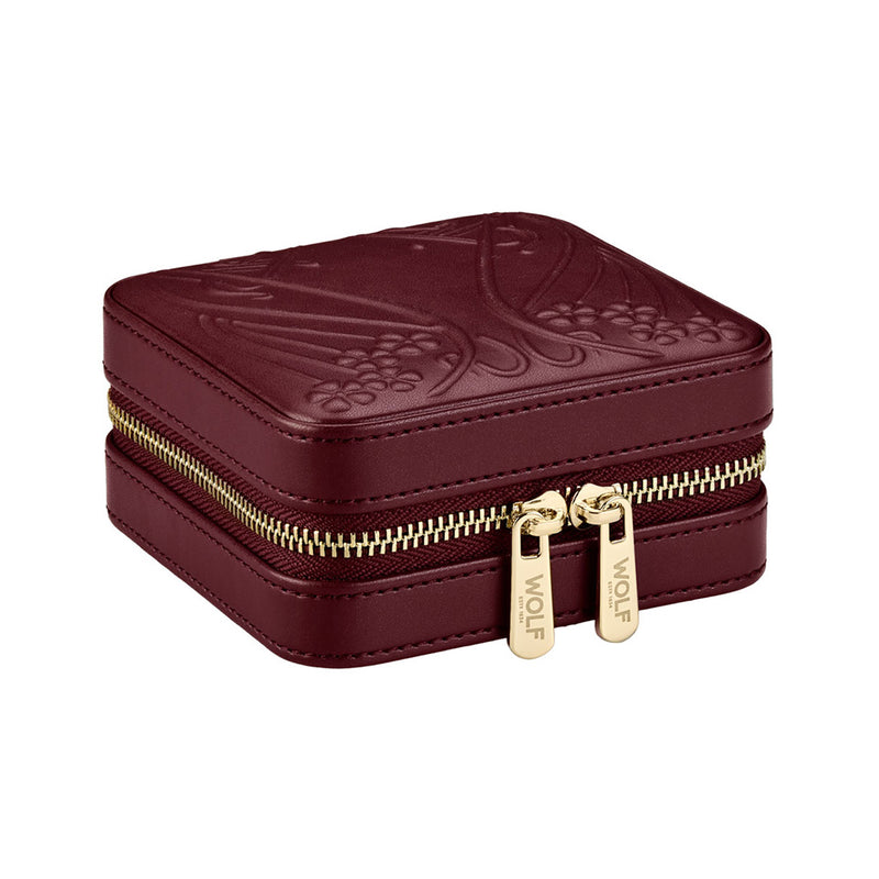 WOLF X LIBERTY Ianthe Small Travel Jewellery Zip Case Burgundy