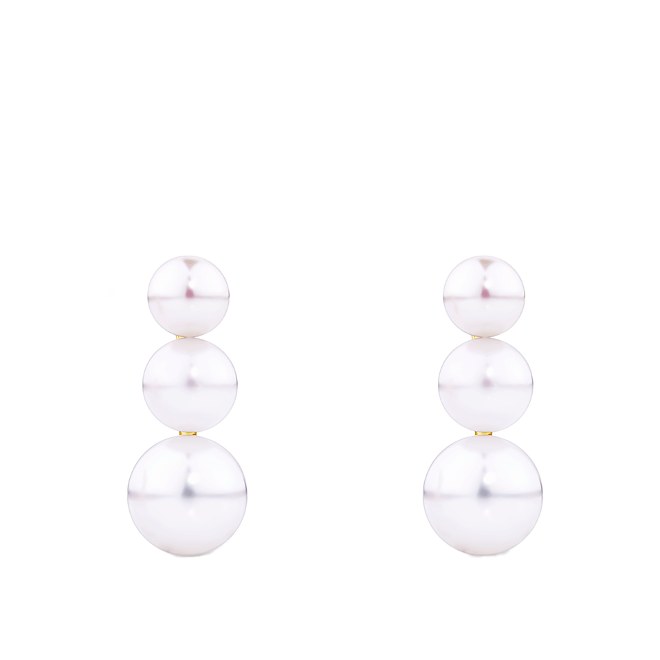 Akoya Pearl Graduated Stud Earrings in 14ct Yellow Gold