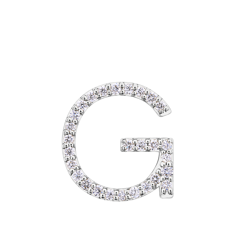 Initial Diamond Pendant in 18ct White Gold