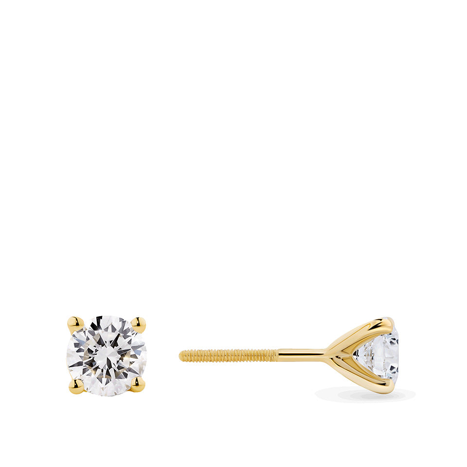 1.40 CARAT SOLITAIRE DIAMOND EARRINGS IN 18CT YELLOW GOLD