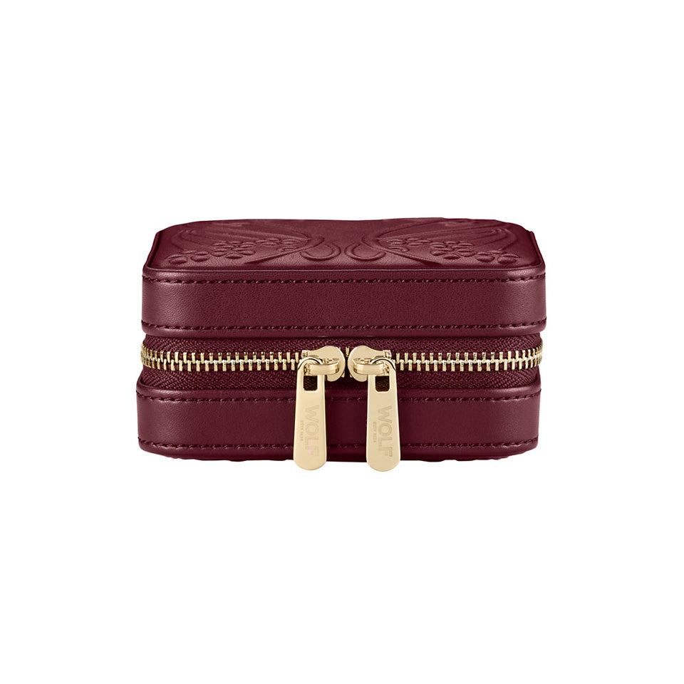 WOLF X LIBERTY Ianthe Small Travel Jewellery Zip Case Burgundy