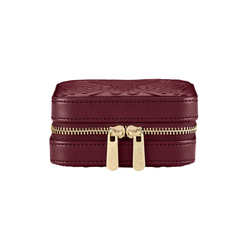 WOLF X LIBERTY Ianthe Small Travel Jewellery Zip Case Burgundy