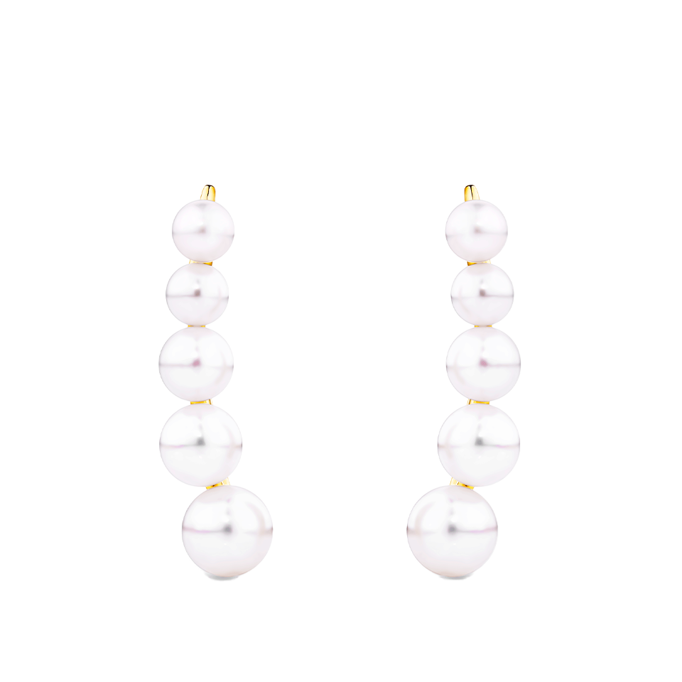 Akoya Pearl Climber Earrings in 14ct Yellow Gold