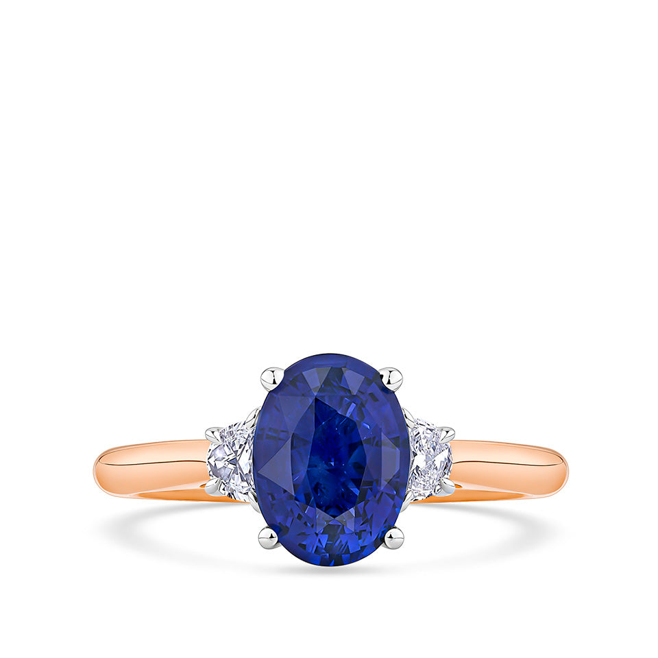 2.35 Carat Ceylon Sapphire and 0.20 Carat Diamond Ring in 18ct Rose and White Gold