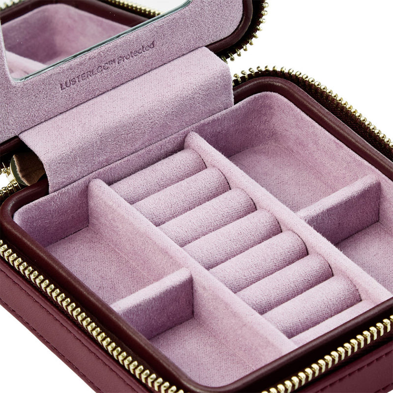 WOLF X LIBERTY Ianthe Small Travel Jewellery Zip Case Burgundy