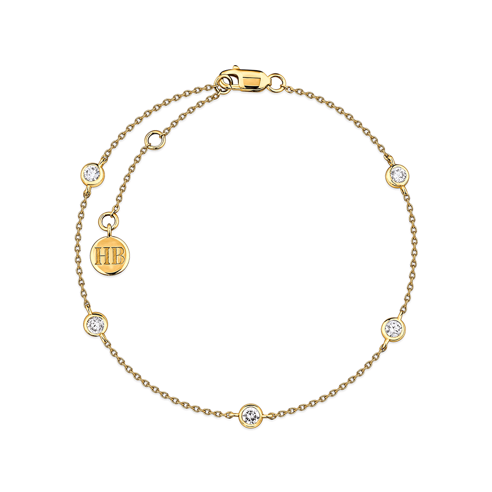 0.40 Carat Diamond Station Bezel Set Bracelet in 18ct Yellow Gold