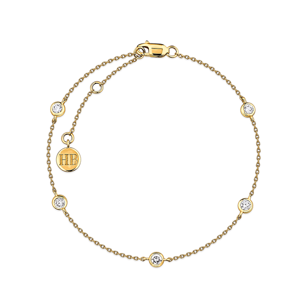0.40 Carat Diamond Station Bezel Set Bracelet in 18ct Yellow Gold