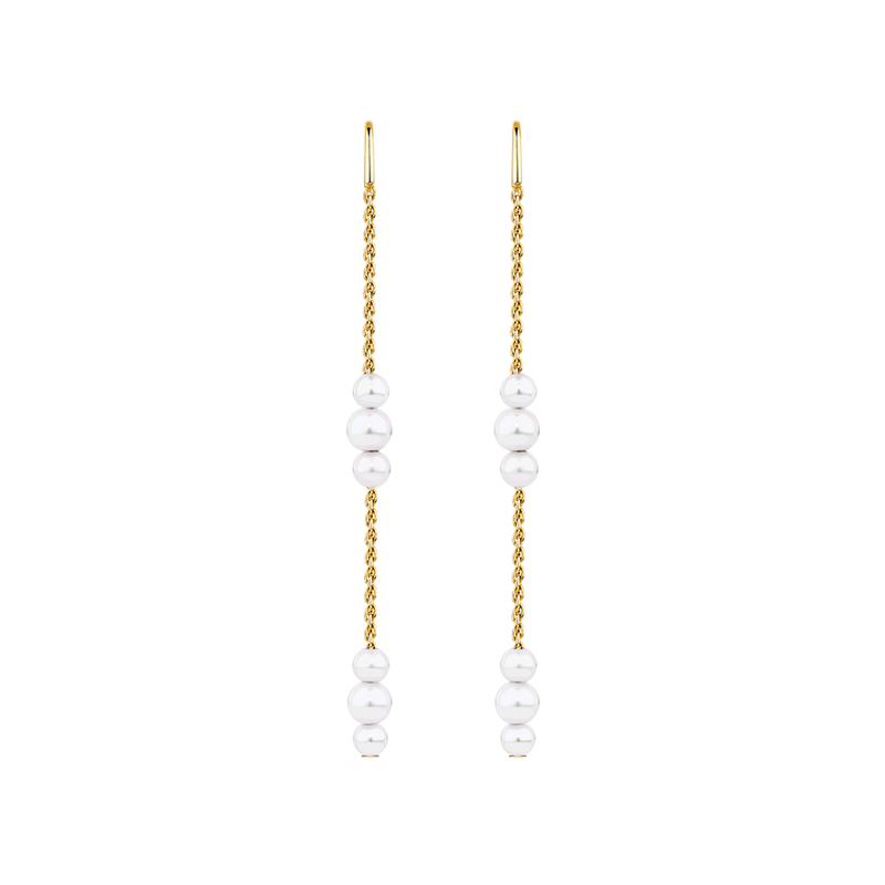 Akoya Pearl Graduated Drop Earrings in 14ct Yellow Gold