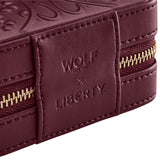 WOLF X LIBERTY Ianthe Small Travel Jewellery Zip Case Burgundy