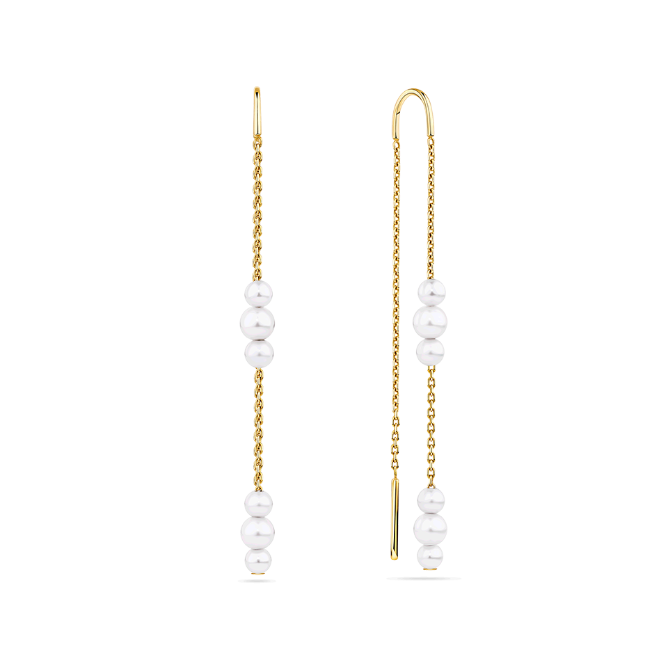 Akoya Pearl Graduated Drop Earrings in 14ct Yellow Gold