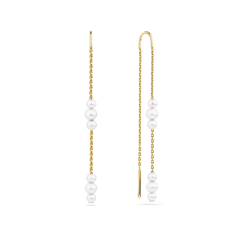 Akoya Pearl Graduated Drop Earrings in 14ct Yellow Gold