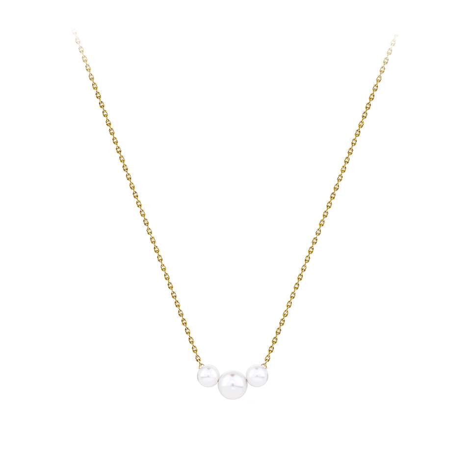 Akoya Pearl Diamond Cut Graduated Necklace in 14ct Yellow Gold