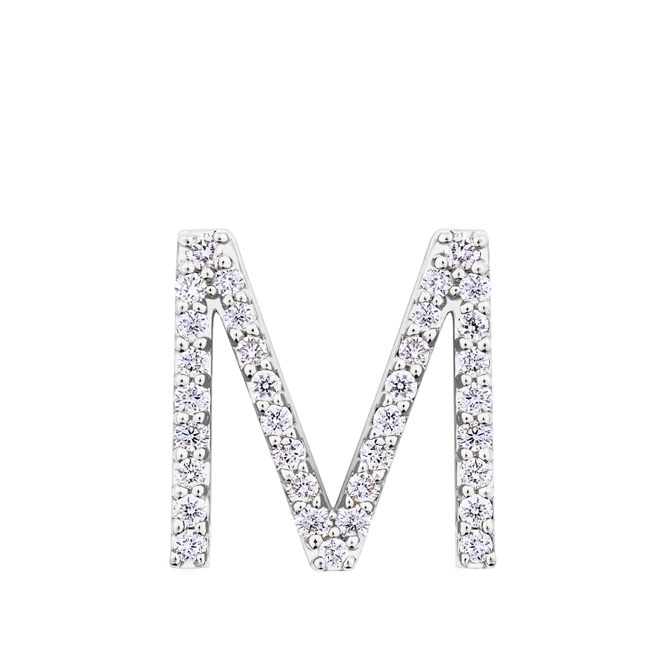 Initial Diamond Pendant in 18ct White Gold