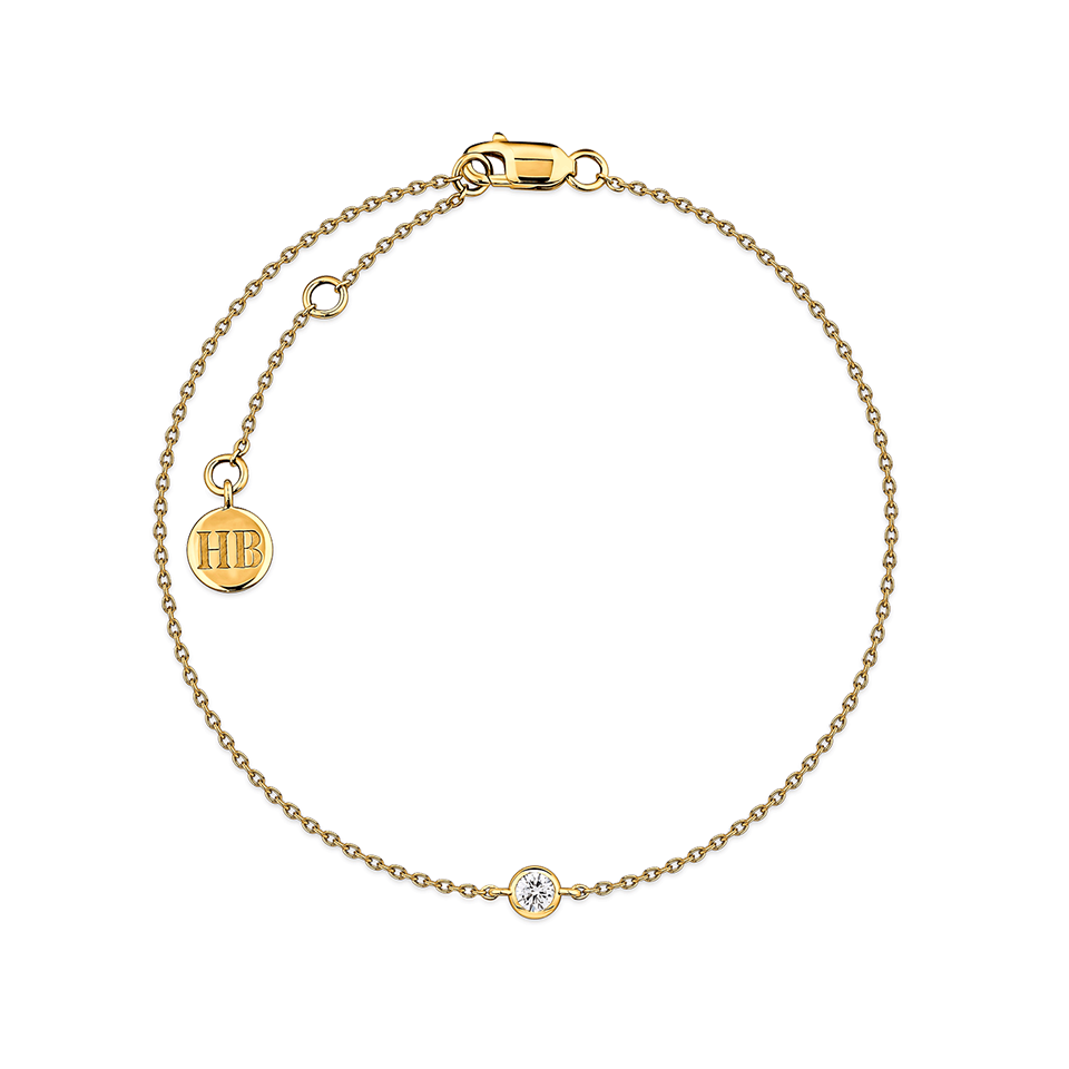 Diamond Solitaire Bezel Set Bracelet in 18ct Yellow Gold