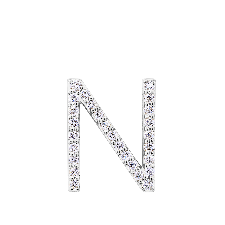 Initial Diamond Pendant in 18ct White Gold
