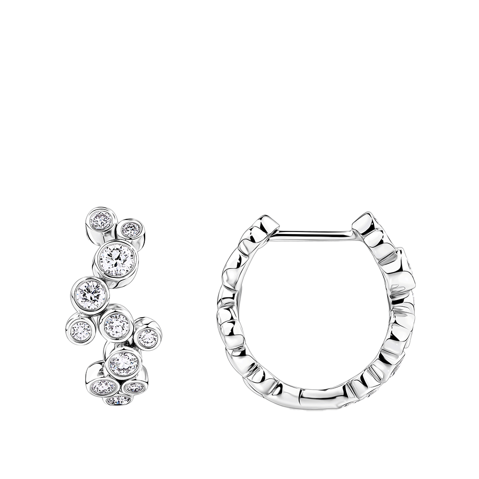 0.67 Carat Diamond Scattered Bezel Set Huggie Earrings in Platinum
