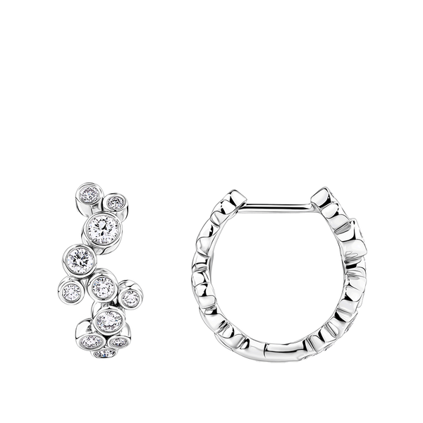 0.67 Carat Diamond Scattered Bezel Set Huggie Earrings in Platinum
