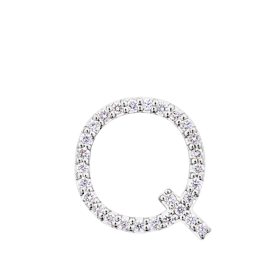 Initial Diamond Pendant in 18ct White Gold
