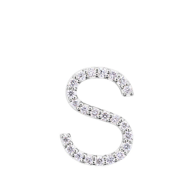 Initial Diamond Pendant in 18ct White Gold