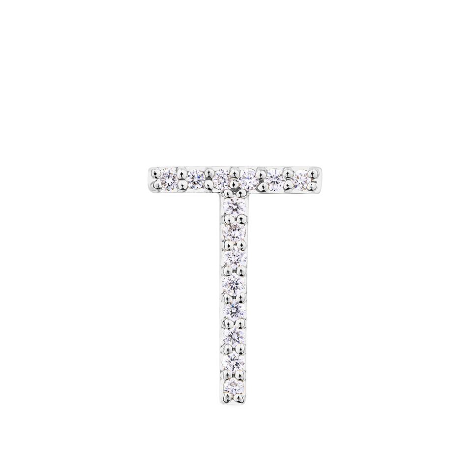 Initial Diamond Pendant in 18ct White Gold