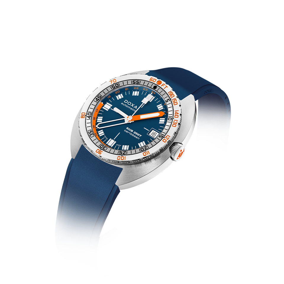 DOXA SUB 250T GMT STAINLESS STEEL RUBBER STRAP 855.10.201.32