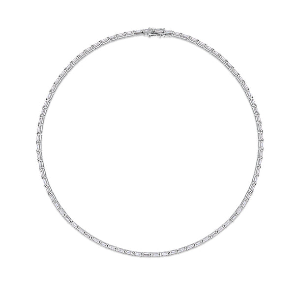 6.55 Carat Diamond Baguette Tennis Necklace in 18ct White Gold