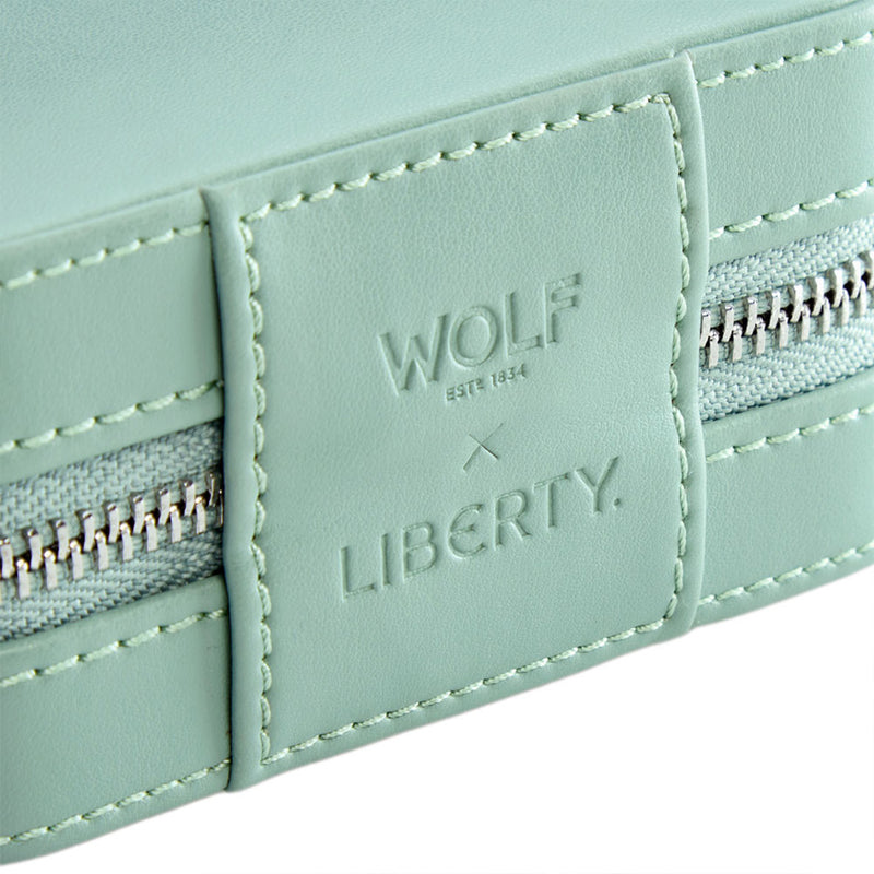 WOLF X LIBERTY Julia Interior Print Small Travel Jewellery Zip Case Sage Green