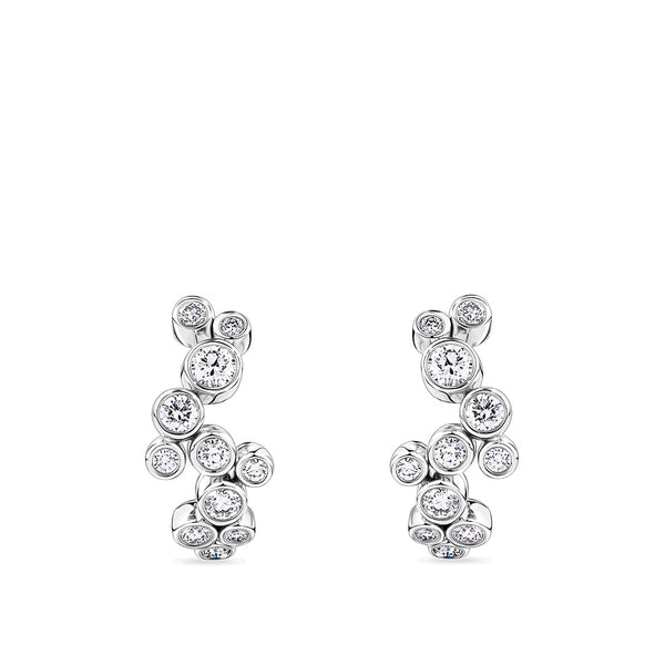 0.67 Carat Diamond Scattered Bezel Set Huggie Earrings in Platinum